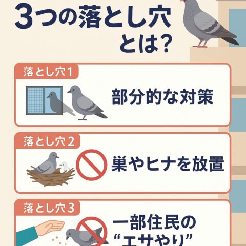 鳩が減らないマンションに共通する3つの落とし穴とは？